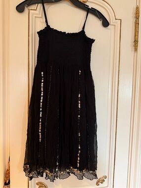 Flowers by Zoe Black Spaghetti-Strap Sequin Trim Dress